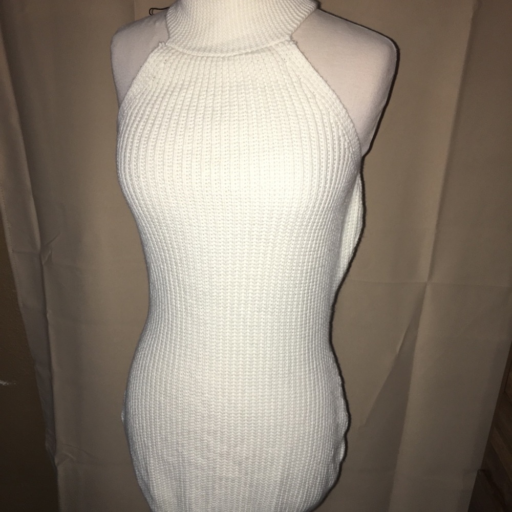 Misguided white high neck sweater top‎